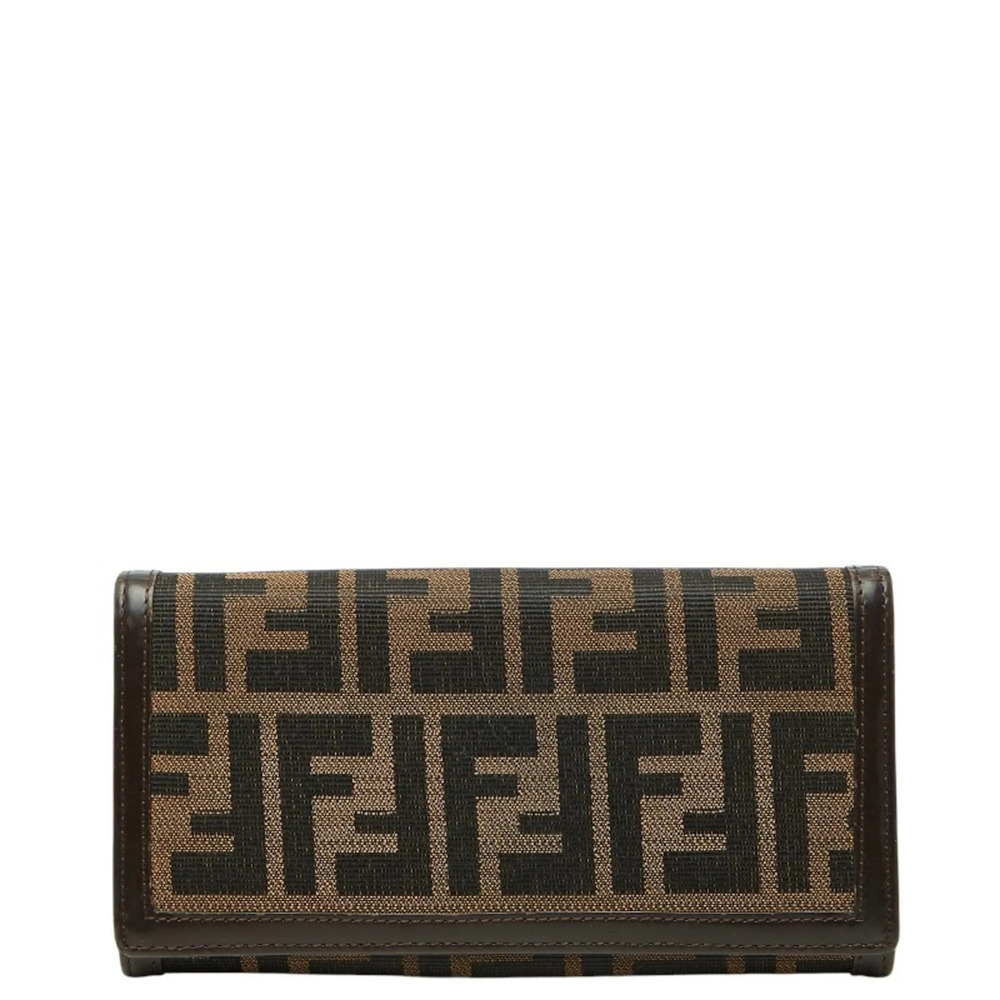 Fendi Zucca Long Wallet 30851 Black Brown Canvas Leather Women's FENDI - Picture 1 of 10